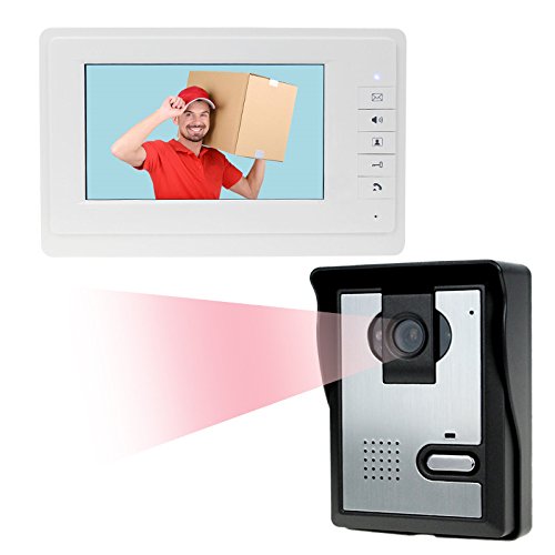 LIBO Smart Home 7" Wired Home Video Door Phone Intercom Doorbell IR Night Vision 25 Ringtones IP54 Waterproof for Door Lock Entry System