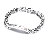 Mealguet Jewelry WARFARIN- 8mm Surgical Steel Medical Alert ID Idenfication Chain Bracelets, Black Deep Engraving