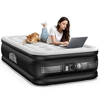 Airefina Single Airbed, Inflatable Mattress with Built-in Electric Pump, Blow Up Bed Fast Inflation in 2 Mins, Anywhere Comfortable Air Mattress with Carry Bag -190 × 99 × 46 cm