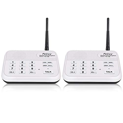 Wireless Intercom System (New Version), TekeyTBox 1800 Feet Long Range 10 Channel Digital FM Wireless Intercom System for Home and Office Walkie Talkie System for Outdoor Activities(2 Stations White)