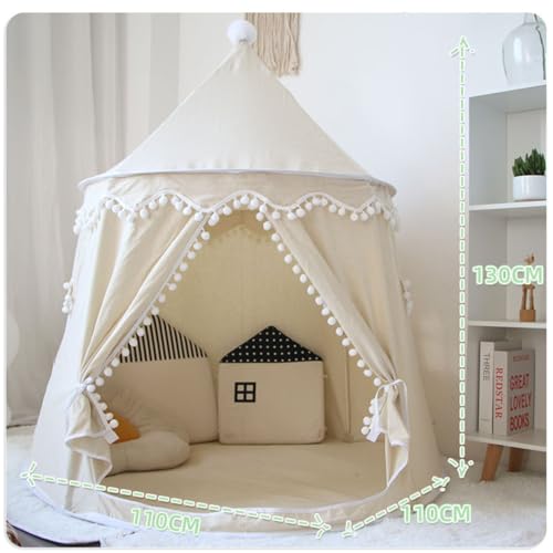 Kids Teepee Tent, Natural Canvas Playhouse with Fringe, Washable Fabric, Tipi Sleepover Tent, Includes Carry Storage Bag, Perfect for Indoor and Outdoor Fun (Khaki)