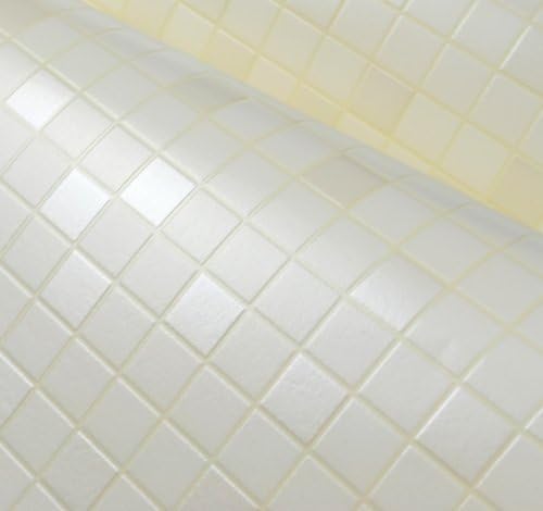 HDC-117 Peel & Stick Vinyl White color wallpaper bathroom waterproof self adhesive mosaic pattern wallpaper for walls 20.8inch wide by 98.4inch long, Model: HDC-117, Tools & Outdoor Store