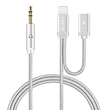 VIMVIP iPhone 7 Lightning to 3.5mm Aux Audio Cord Cable with 8Pin Extend Charger Adapter for iPhone 7 / iPhone 7 Plus to Car, Backward Compatible with iPhone 6 / 6Plus-Silver