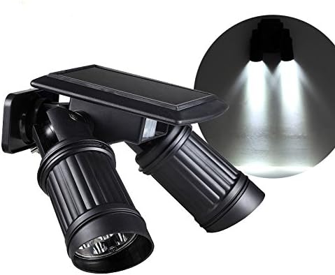 Solar Motion Light PIR Motion Sensor Dual Head Adjustable Outdoor Spotlight with 14 LEDS Waterproof Wall Light for Porch Patio Garden Driveway
