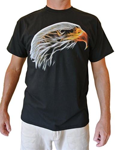Adult Black T-Shirt with Luminous Animal Print (X-Large, Eagle)