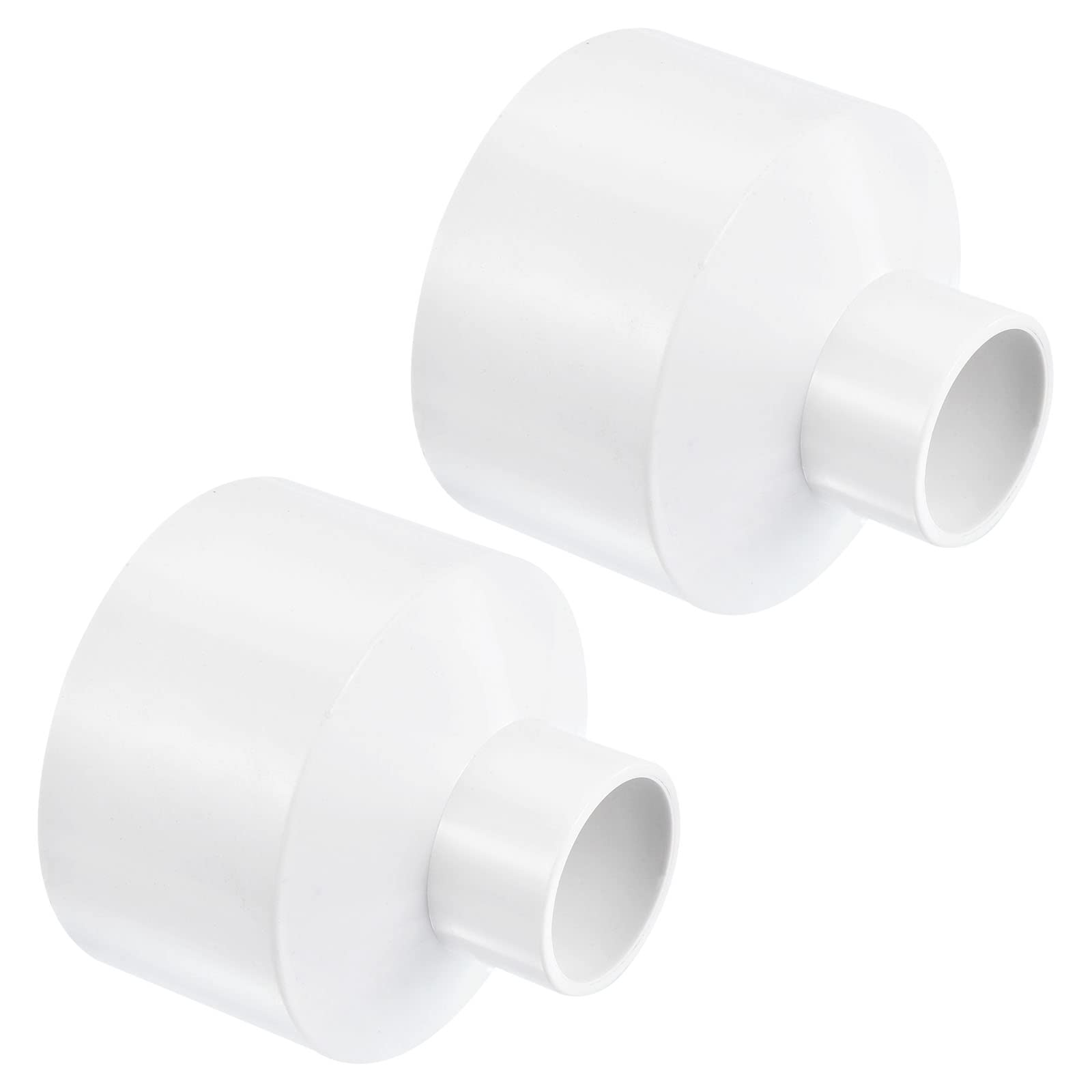 PATIKIL PVC Reducer Pipe Fitting 75mm to 32mm ID, 2 Pack Straight Coupling Adapter Connector, White — image 1
