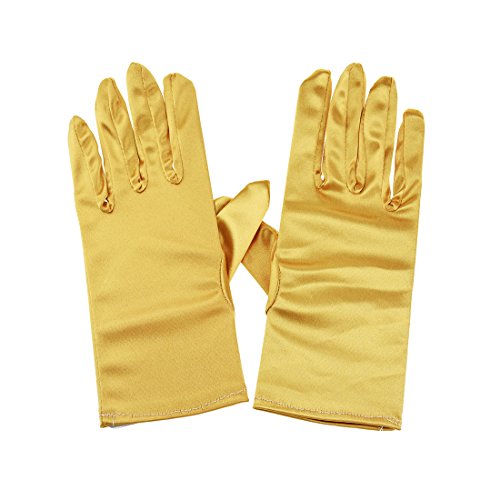 Greenmoe Women's Elegant Short Finger Formal Party Wrist Length Gloves Gold