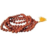 Certified 9mm Rudraksha Japa Mala 108+1 Beads | Natural 5 Mukhi Panchmukhi Rudraksha Rosary for Meditation, Mantra Chanting, Yoga & Puja | Spiritual Healing Prayer Beads Necklace for Men & Women