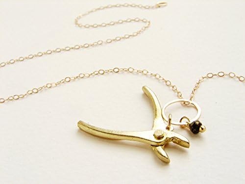 Tiny Plier Necklace, mini gold plier necklace, pyrite stone 14kt gold filled chain, miniature tool necklace
