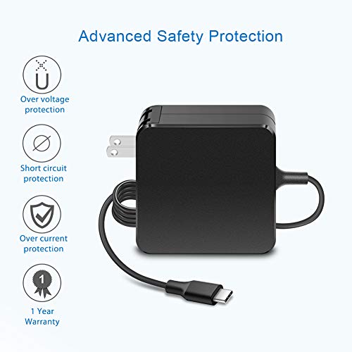 Aisilk Type C Adapter 65W USB-C Wall Charger with Power Delivery for MacBook/Pro, Dell, hp, Lenovo, Asus, Acer, Thinkpad, Matebook, Razer, Google, and More laptops Tablets and Cell Phones