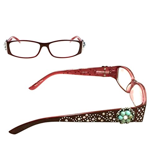 Montana West Reading Glasses Western Turquoise Stones Conchos Crystal Burgundy