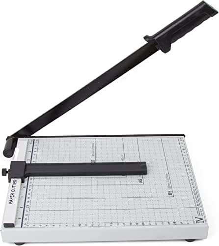 TEXALAN Paper Cutter Letter Size Paper Trimmer 12 Cut Length 12 Sheet Capacity Guillotine Paper Photo Cutter With Magnet Clamp Paper Guide Size Guideline