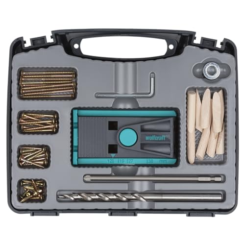 wolfcraft Undercover Jig Set - 4642000 – Bohrschablone und Zubehör für versteckte Holzverbindungen, unsichtbares Verschrauben im Möbelbau - Taschenloc