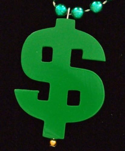 Green Blinky Dollar Sign Mardi Gras Beads Necklace New Orleans Mardi Gras Spring Break Cajun Carnival Festival