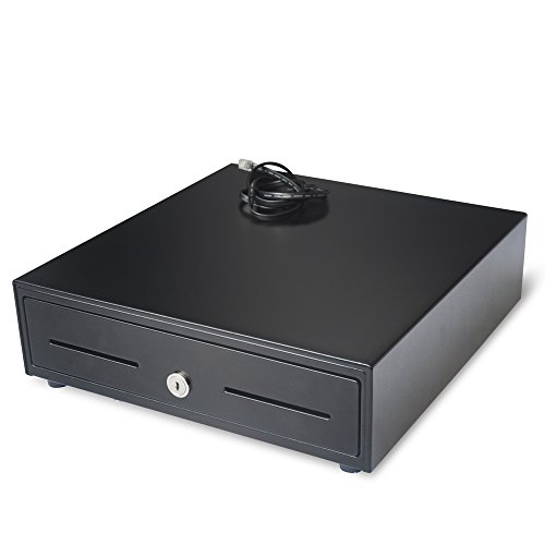 13" POS Cash Register Drawer with Removable Tray,4Bill/5Coin,RJ11 Cable Included,Key Lock,DC24V,Black,BK1313B