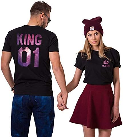 King Queen Shirts Couple Shirt Couple T-Shirts for Two Pairs T-Shirt King Queen Short Sleeve 2 Pieces