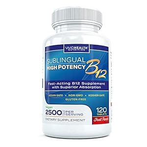 Fast Dissolving Sublingual Vitamin B12 Supplement with 2500 mcg Methylcobalamin by Vivid Health Nutrition – Bioavailable…