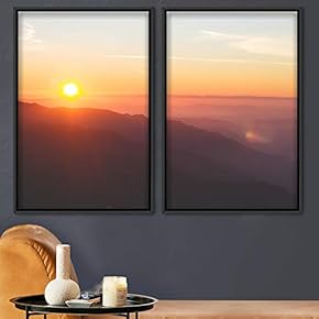 signwin 2 Piece Framed Canvas Wall Art Sunset...
