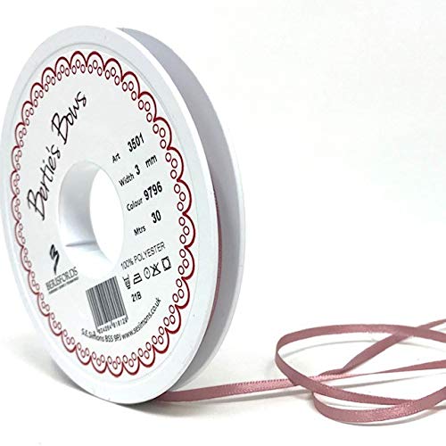 Berisfords Ribbon, Polyester, Rose, 30m x 3mm