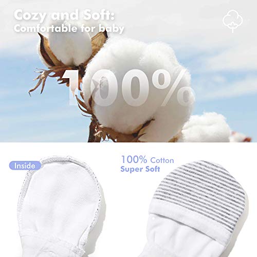 HAPIU Baby No Scratch Mittens,Newborn Baby Mittens,Gray Stripe,36