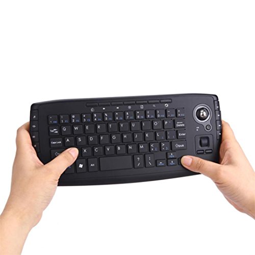 Chezaa Computer Keyboards,Mini Wireless Keyboard Multi-media Functional Trackball Air Mouse (Black) - Thumbnail 2