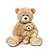 FAYEYE 39 inches Mother and Baby Bear Giant Teddy Bear Stuffed Animal Toys for Kids Girl Light Brown