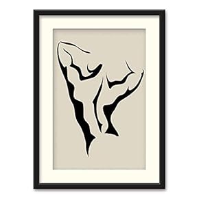 Black Framed Canvas Wall Art Line Drawing of Woman Home Artwork Decoration for Living Room, Bedroom - 23x31 inches