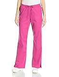 Cherokee Women's WW Flex Mid-Rise Moderate Flare Drawstring Scrub Pant, Shocking Pink, Medium Tall