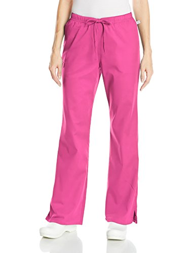 Cherokee Women's WW Flex Mid-Rise Moderate Flare Drawstring Scrub Pant, Shocking Pink, Medium