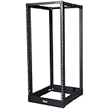 Rosewill 25U Adjustable Depth Open Frame 4 Post Server Rack Cabinet with Cable Management Hooks - Black (RSR-4P25U001)