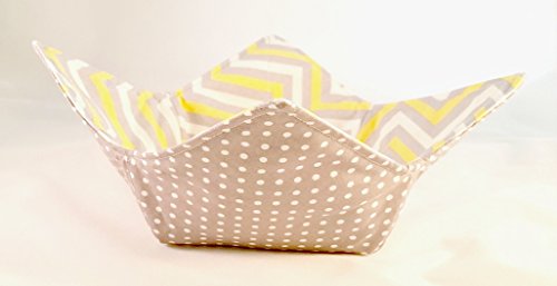 Microwave Bowl Cozy Yellow Chevron Gray/Dots