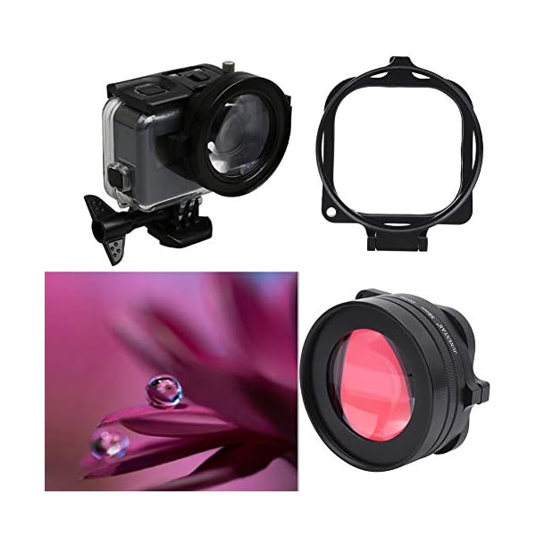 Bindpo 58mm Action Kamera Farbfilter, Rot + Lila + 16x Makro 3 in 1 Optisches Glas Tauchlinsen Filter Set für GoPro Hero… – Bild 3