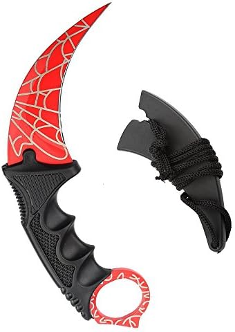 LeeKerTel HK-01 CS-GO Counter Strike Claw Knife Stainless Steel Camping Hunting Tactical Knife Fixed Blade with Sheath and Cord (Red)