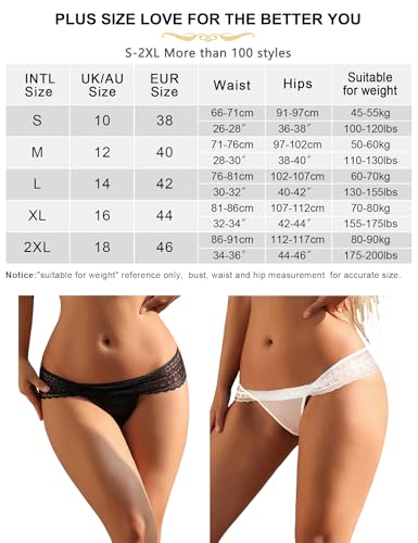 ohyeahlady Women's Lace Plus Size Thongs Low Waist Brazilian Briefs with Lace G-String Seamless Underwear Breathable Culotte Underwear Women Lingerie