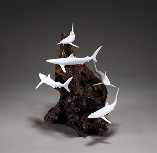SHARK SCHOOL Sculpture by JOHN PERRY 11 in high Pellucida Statue Figurine - Thumbnail 4