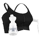 Hands-Free Pumping and Nursing Bra Adjustable Breast-Pumps Holding Bra by Momcozy - Suitable for Breastfeeding-Pumps by Medela, Lansinoh, Philips AVENT, Bellema, Spectra, Evenflo (Medium, Black)