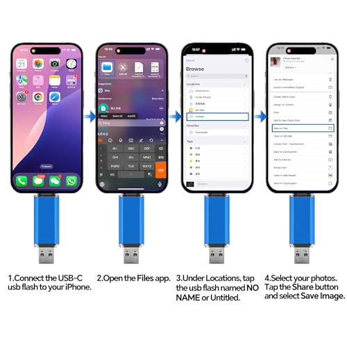 2-Pack 128GB USB C Flash Drive Dual Flash Drive Type C + USB A Memory Stick Jump Drive 2-in-1 Thumb Drive for Storage and Backup (128GB*2 Black&Blue)