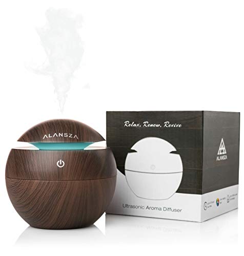 130ml Air Diffuser for Essential Oils | Ultrasonic Cool Mist Air Humidifier | Portable Oil Diffusers | Waterless Auto Shut-off and 7 LED Color Light Changing for Office, Bathroom, Bedroom or Any Room