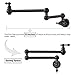VOKIM Kitchen Pot Filler Folding Faucet Lead-Free Oil Rubbed Bronze Brass Double Joint Swing Arm Sink Faucet Articulating Wall Mount Two Handle Black