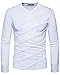 Men's Casual Long Sleeve Striped T-Shirt, Winter Fashion Cotton Solid V Neck Tee White X-Small