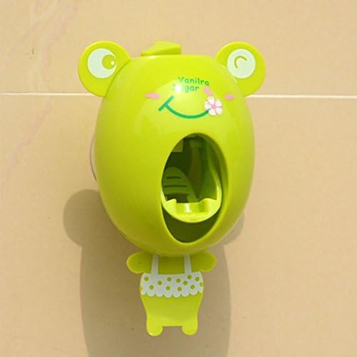 Automatic Toothpaste Dispenser,kaifongfu Cartoon Automatic Toothpaste Dispenser Wall Mount Bathroom Sets for kids (Green)