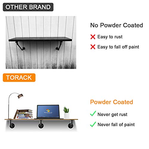 TORACK Pipe Shelf Brackets, 6pack Heavy Duty DIY Industrial Pipe Shelving Brackets