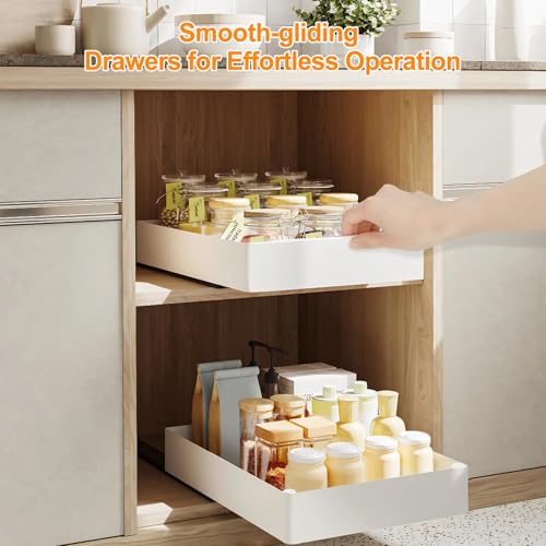 VINATO Set of 3 Removable Kitchen Drawers, Removable Drawers for Cabinets, Removable Cupboard Tray, Removable Kitchen Organizer for Storage, Mounting with Adhesive Tape or Screws