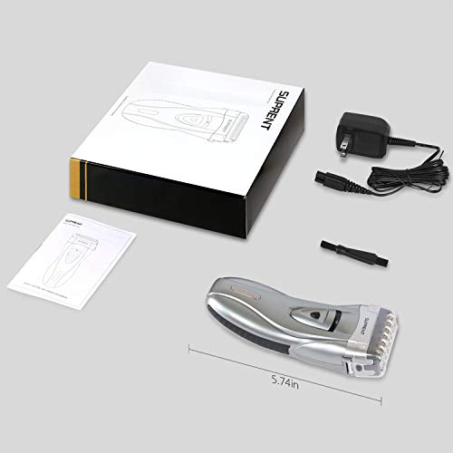 SUPRENT Electric Foil Shaver, 4-Blade Electric Razor For Men,Shaver with Lithium Ion Battery and Push-up Precision Trimmer, Safe Travel Lock (Silver)