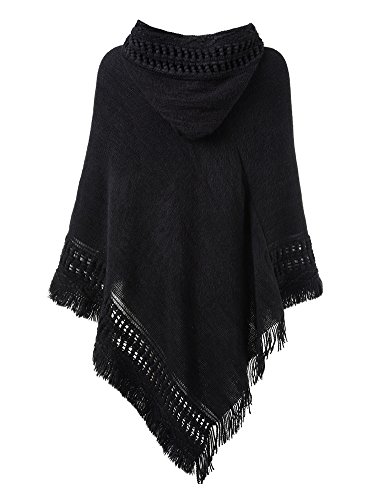 Ferand-Damen-Kapuzen-Poncho-mit-Hkelborde-Cape-fr-Frauen-aus-Strickmaterial-mit-Zierfransen