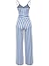 Women's Strap Stripe High Waist Wide Leg Long Pants Jumpsuits Rompers