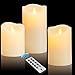 Comenzar Flickering Flameless Candles with Glass Effect Battery Operated Candles with Remote Control Cycling Timer 24 Hours Pack of 2 (H 6