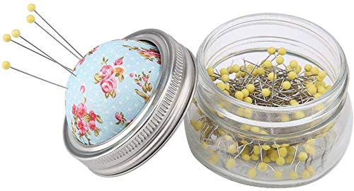 Sewing Pins 200Pcs, Glass Head Straight Quilting Pins for Dressmaking Fabric Needlework Pin Cushion Included for DIY Craft and Sewing Projects