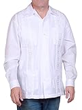 Squish Cuban Style Guayabera Shirt, Long Sleeve, White