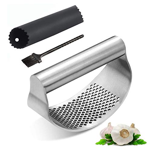 Garlic Press Rocker, Manual Stainless Steel Garlic Crusher Garlic
